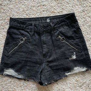 Guess brand high waisted black denim shorts